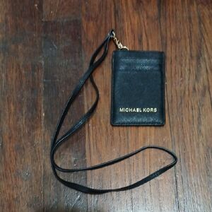 Michael Kors Black and Gold Card Holder Lanyard